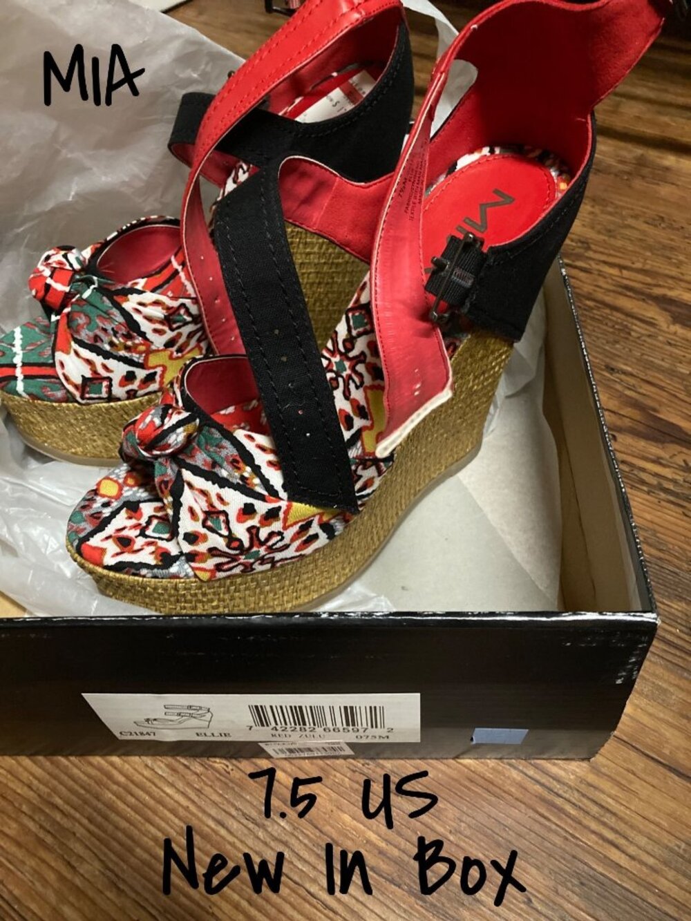 MIA Wedge Sandal Shoes Canvas Women's Size 7.5 US New In Box